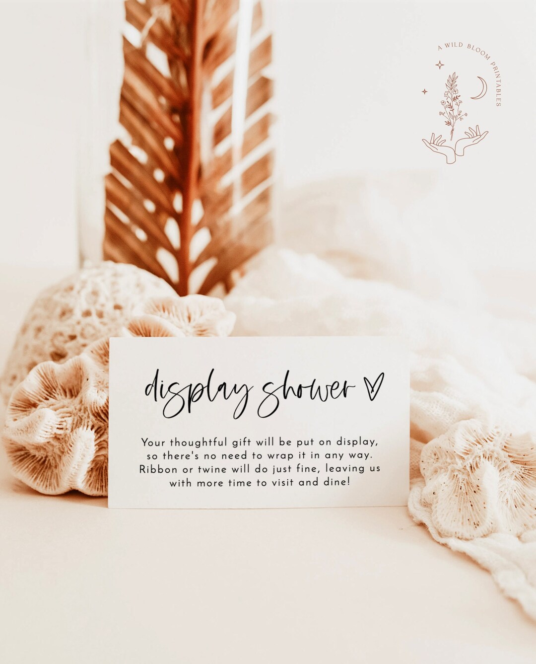 Modern Display Shower Card, Minimalist Template, Boho Bridal Insert ...
