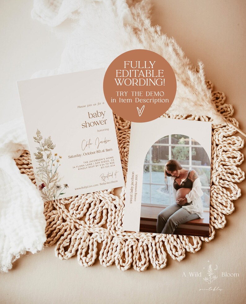Boho Baby Shower Invite Fall Baby Shower Invite Neutral - Etsy