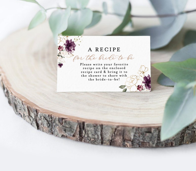 Printable Recipe Card Request Template Bridal Shower Recipe - Etsy
