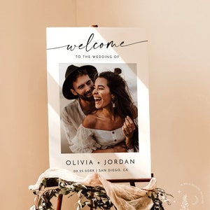 Photo Wedding Welcome Sign, Minimalist Wedding Welcome Sign, Modern Welcome Sign, Photo Welcome Sign, Editable Template, M9