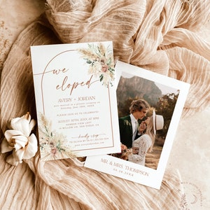 Boho Elopement Announcement, After Party Invite, Photo Wedding Announcement, Photo Elopement Announcement, Wedding Reception Invite, A5