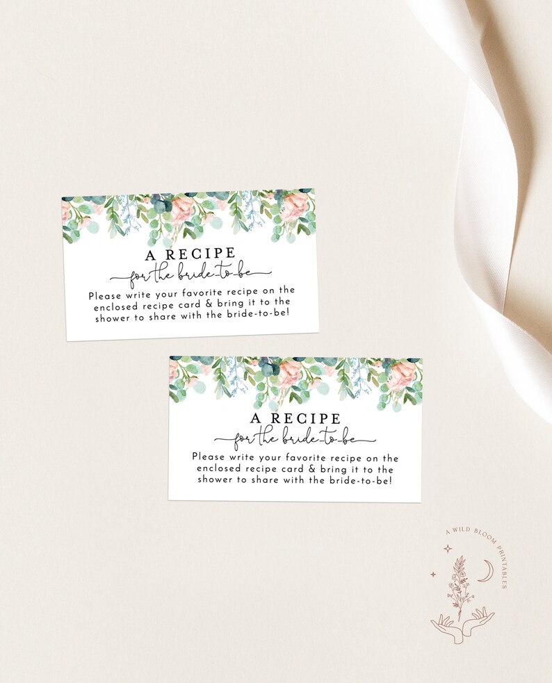 Printable Recipe Card Request Card Bridal Shower Recipe Card - Etsy