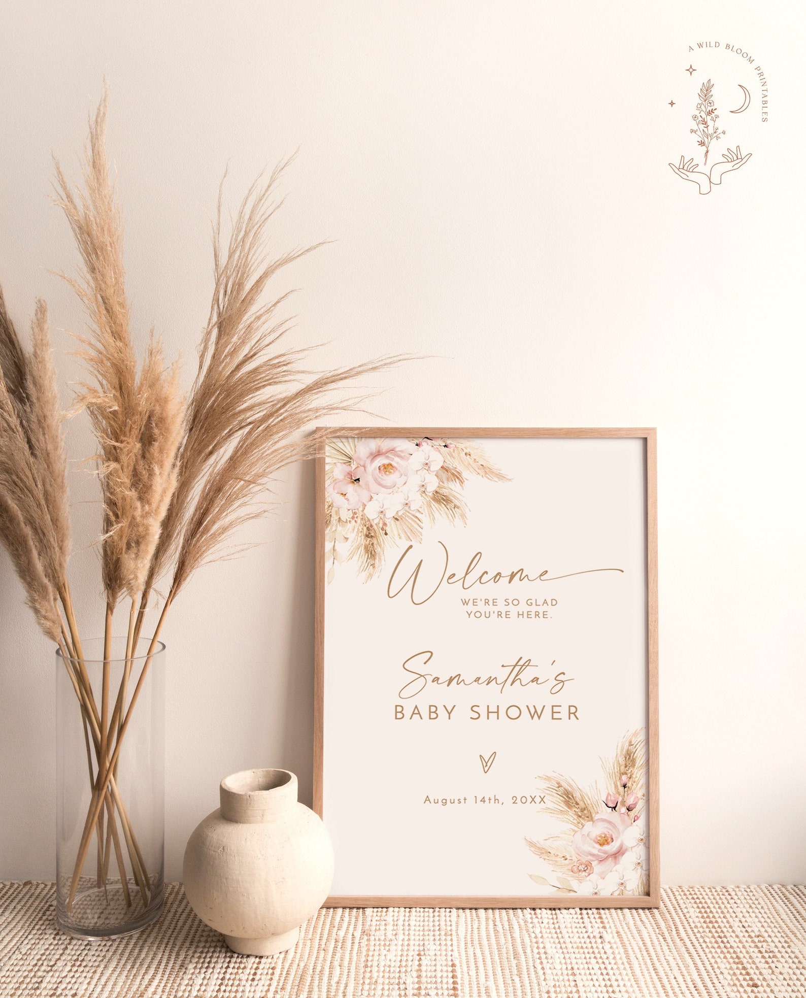 Pampas Grass Baby Shower Sign Girl Baby Shower Etsy