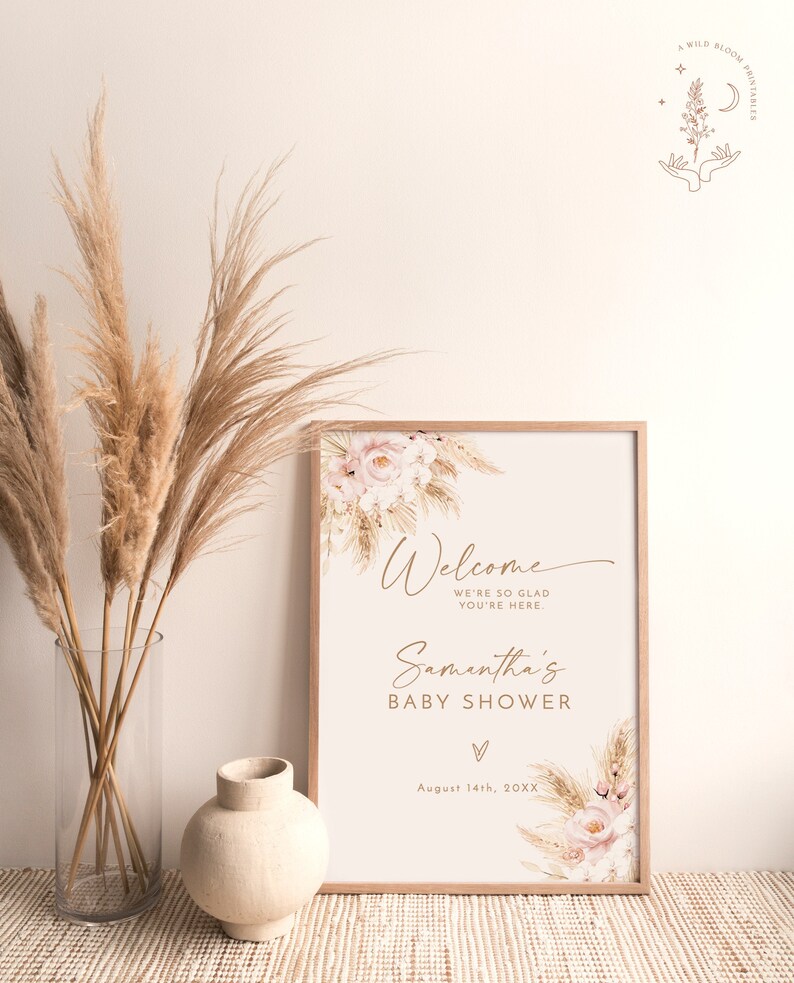 Pampas Grass Baby Shower Sign Girl Baby Shower Etsy Israel