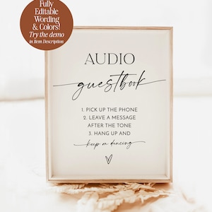 Audio Guestbook Sign, Modern Minimalist Wedding, Phone Message Guest ...