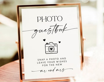 Modern Wedding Photo Guestbook Sign, Modern Minimalist Wedding Sign, Wedding Photo Guest Book Sign, Printable Photo Guestbook Sign, D1