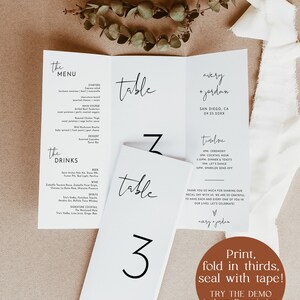 Minimalist Wedding Trifold Table Numbers, Modern Wedding Table Numbers ...