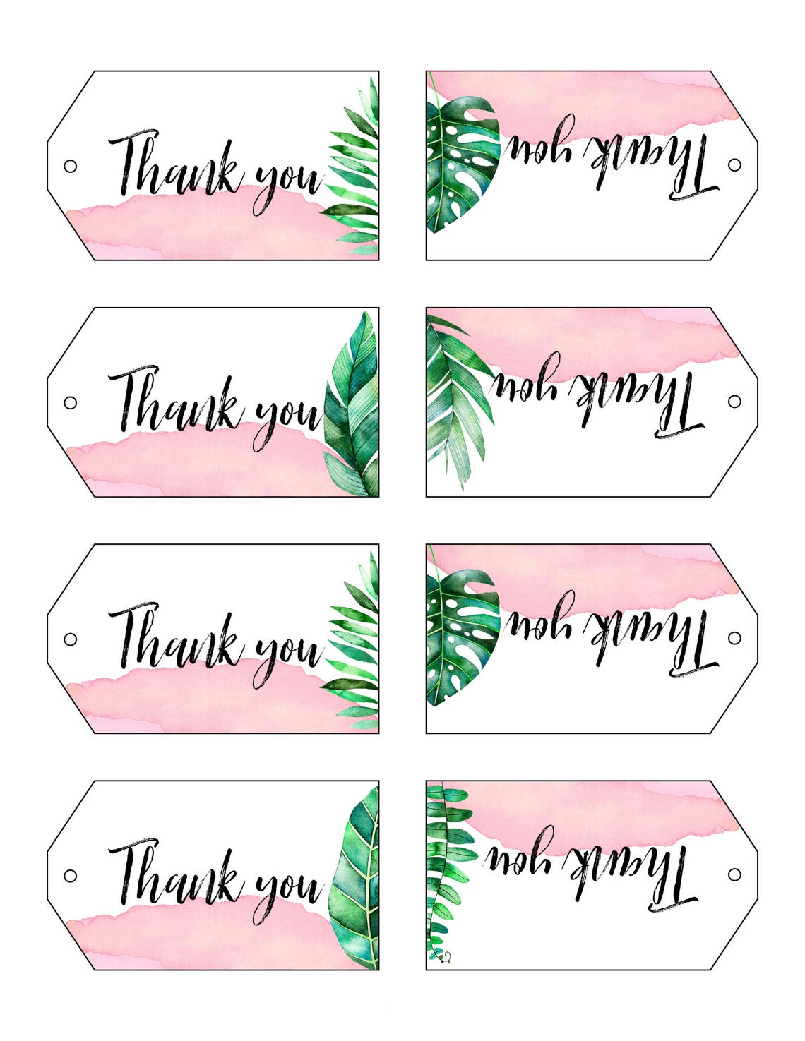Tropical Thank You Tag Wedding Thank You Tags Gift | Etsy