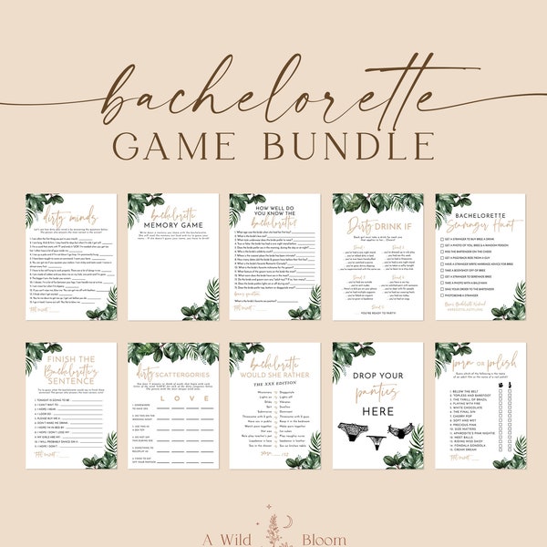 Bachelorette Party Game Bundle | Dirty Bachelorette Party Game | Tropical Bachelorette Drinking Games | Printable Instant Download | P3