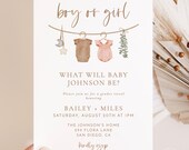 Gender Reveal Invitation Template, Modern Gender Neutral Invite, Minimalist Party, Instant Download, Editable Template, C2