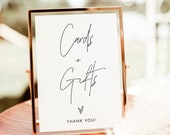 Minimalist Cards and Gifts Sign, Bridal Shower Gift, Baby, Wedding, Modern Template, Instant Download, Editable Template, M7