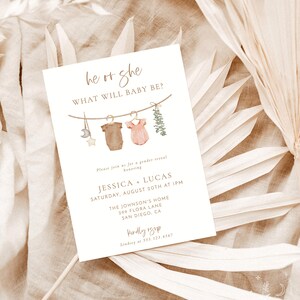 Gender Reveal Invitation Template, Minimalist Gender Reveal Party Invite, Modern Gender Neutral Reveal Invite, Editable Template, C2