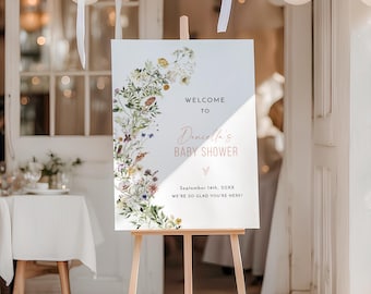 PRINTED + SHIPPED | Wildflower Baby Shower Welcome Sign | Botanical Garden Shower Decor | Personalized Arrival Greeting Poster
