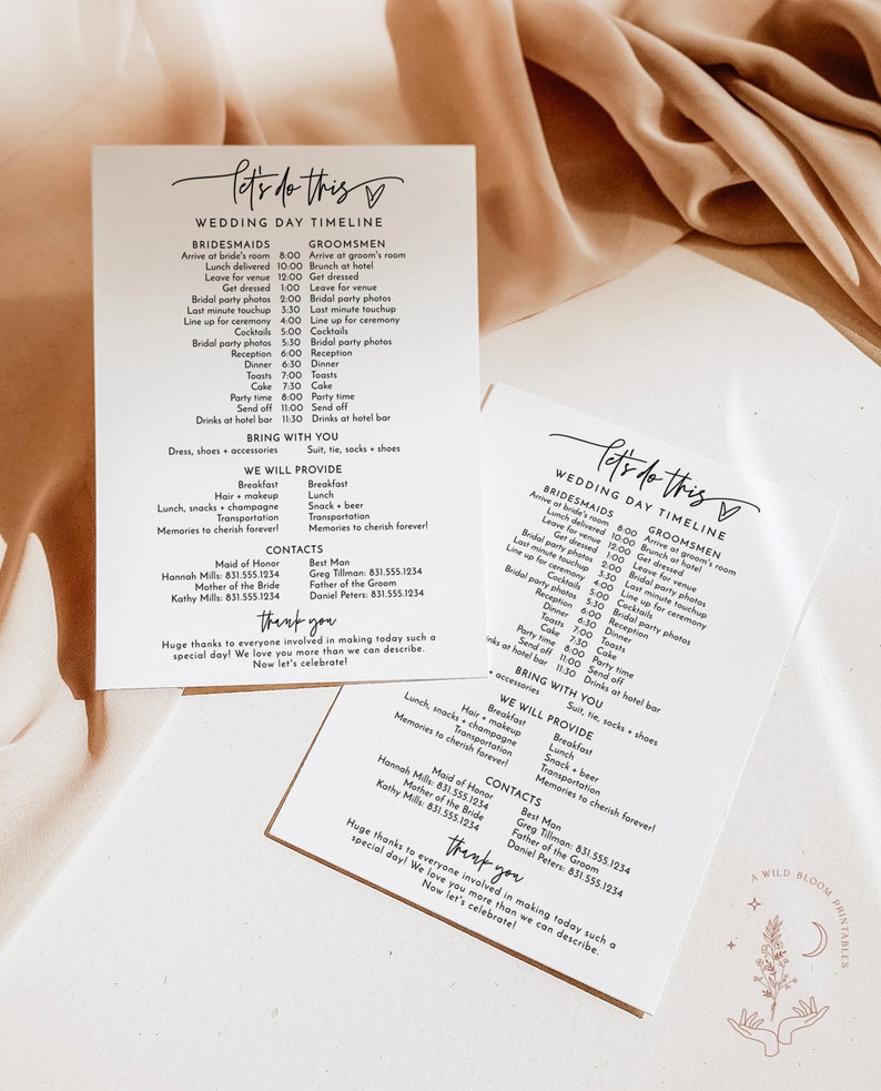 Wedding Party Timeline Printable Wedding Day Schedule Bridal Party Timeline Editable Template Wedding Party Itinerary Schedule M8 image 3