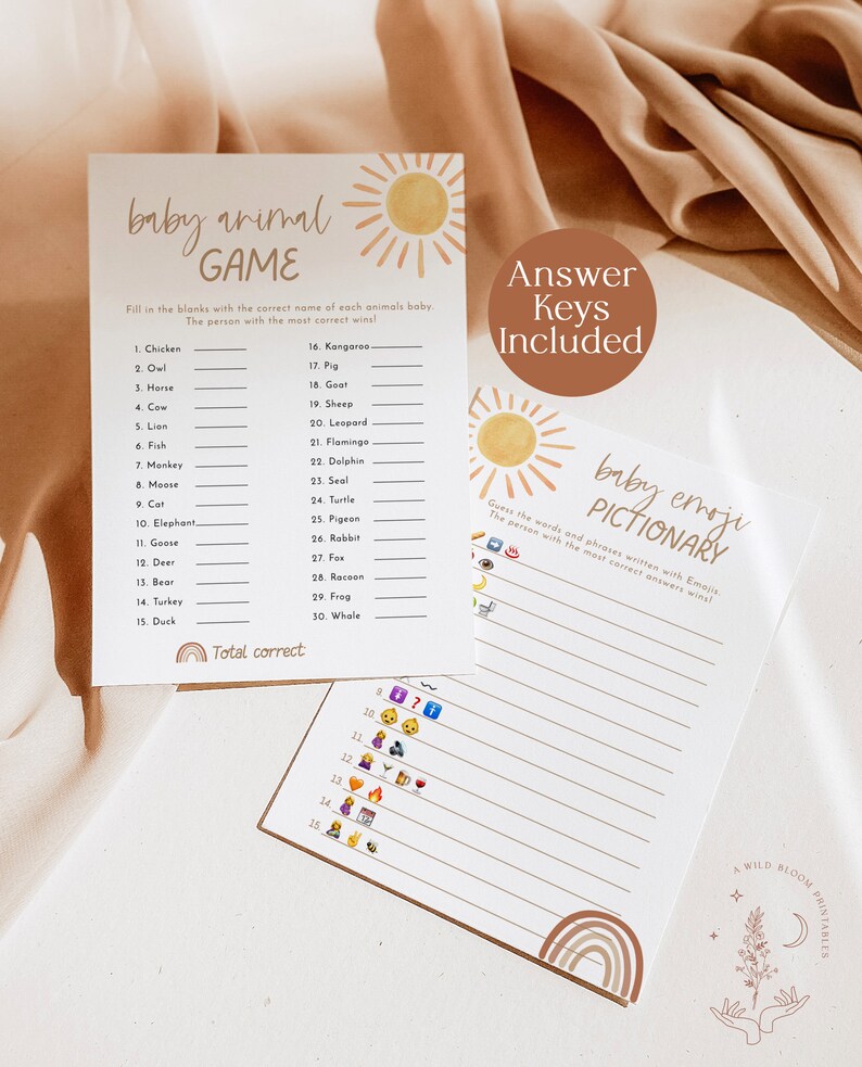 Sunshine Baby Shower Games Gender Neutral Shower Bundle Etsy