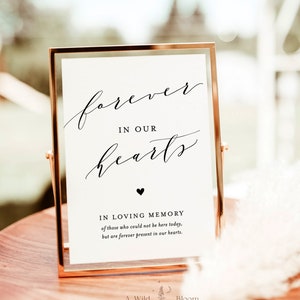 In Loving Memory Sign, Forever in Our Hearts Wedding Sign, Forever In Our Hearts Sign, Wedding Memorial Candle Sign, Editable Template