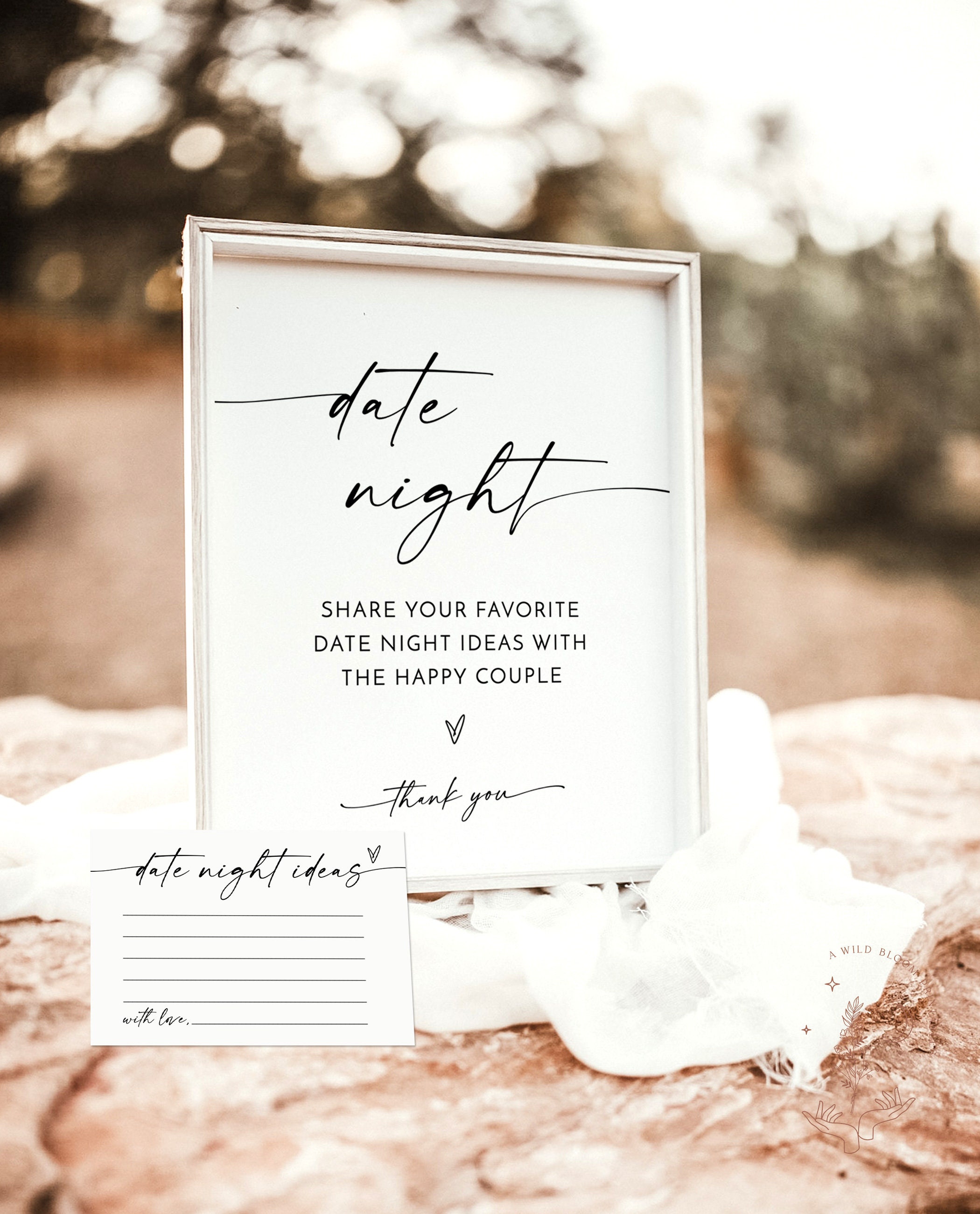Modern Date Night Ideas Card Date Night Ideas Sign Boho Etsy
