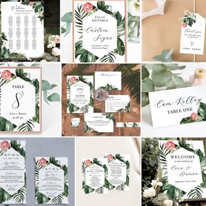 Tropical Wedding Bundle Template | Editable Minimalist Wedding Templates | Tropical Destination Wedding Invite | Simple Wedding Invite