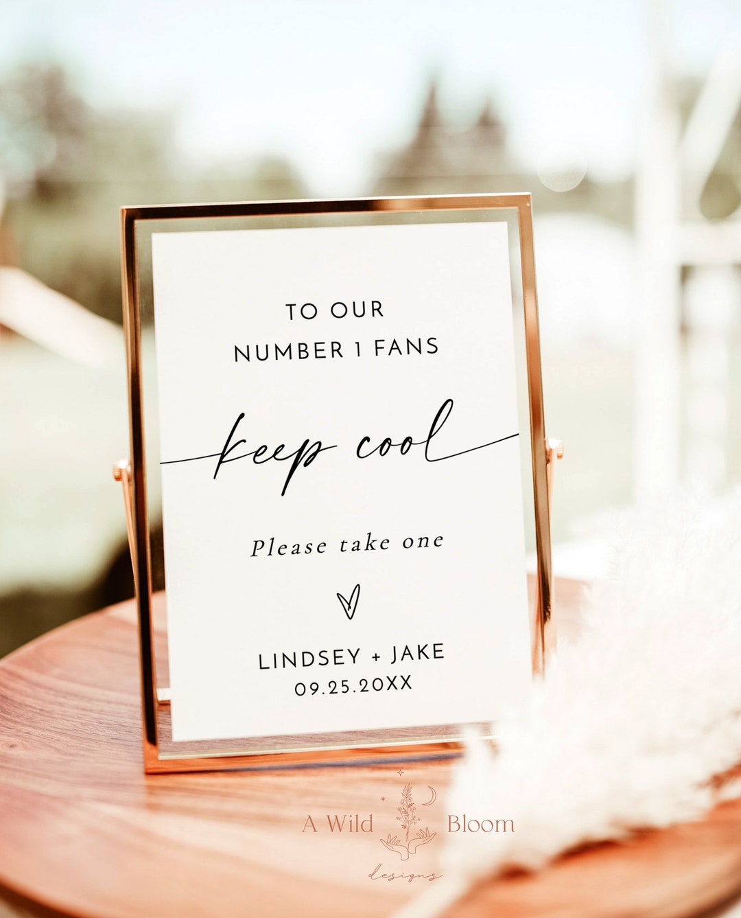 Minimalist Wedding Fan Signs, Our Number One Fans, Sign, Modern