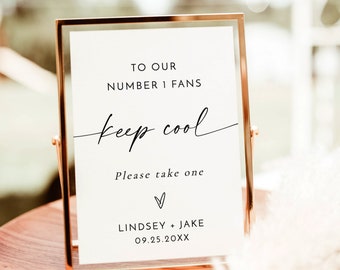 Minimalistische Hochzeitsfächerschilder, Unsere Nummer Eins Fans, Schild, Moderne Vorlage, Grab, Outdoor, Sofort Download, Bearbeitbare Vorlage, M9