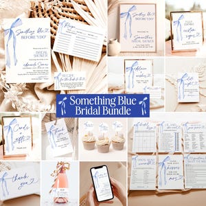 Something Blue Before I Do Bridal Shower Bundle, Bow Bridal Shower Invitation, Blue Bow Bridal Shower Games, Editable Template, B3