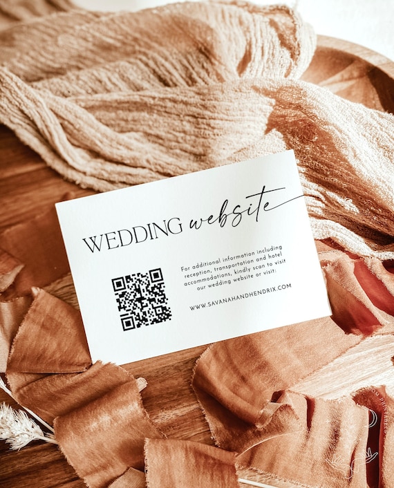QR Code Wedding Website Card, Minimalist Insert, Modern, RSVP Online, Editable Invitation, Instant Download, Editable Template, D1