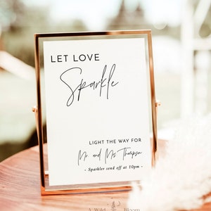 Sparkler Send Off Sign | Let Love Sparkle Sign | Minimalist Wedding Send Off Sign | Newlywed Send Off Sign | Modern Let the Sparks Fly | M7