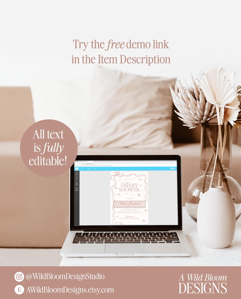 Winter Baby Shower Bundle, Modern Pink Girl Baby Shower, Baby It's Cold