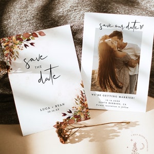 Fall Photo Save the Date Template, Rustic Save the Date Template, Burnt Orange Save the Date, Fall Wedding Save the Date, F2