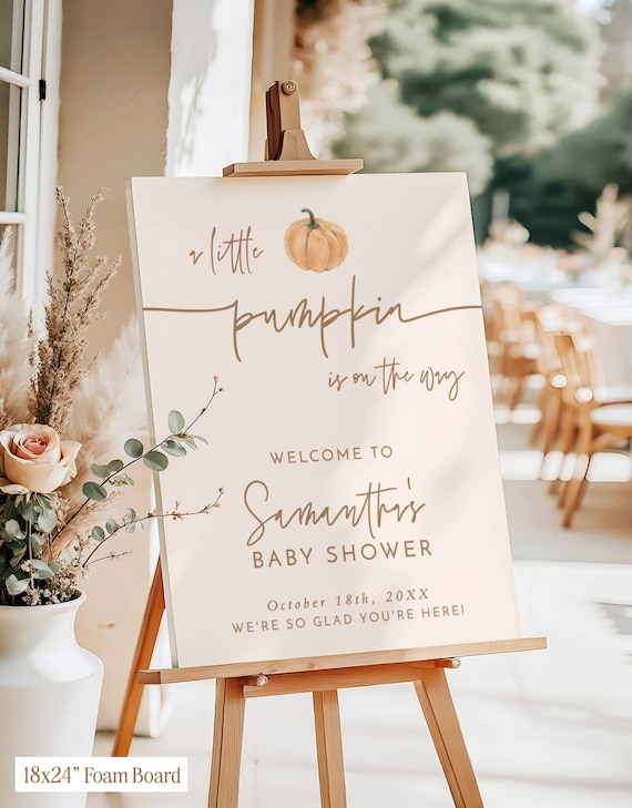 Fall Baby Shower Welcome Sign, Boho Fall Baby Shower, Little Pumpkin Baby Shower, Fall Pumpkin Shower Welcome Poster | Printed & Shipped