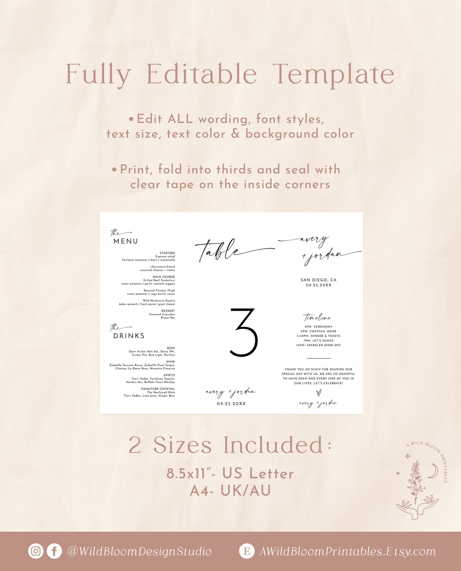 Modern Wedding Trifold Table Numbers, Minimalist Wedding Table Numbers ...