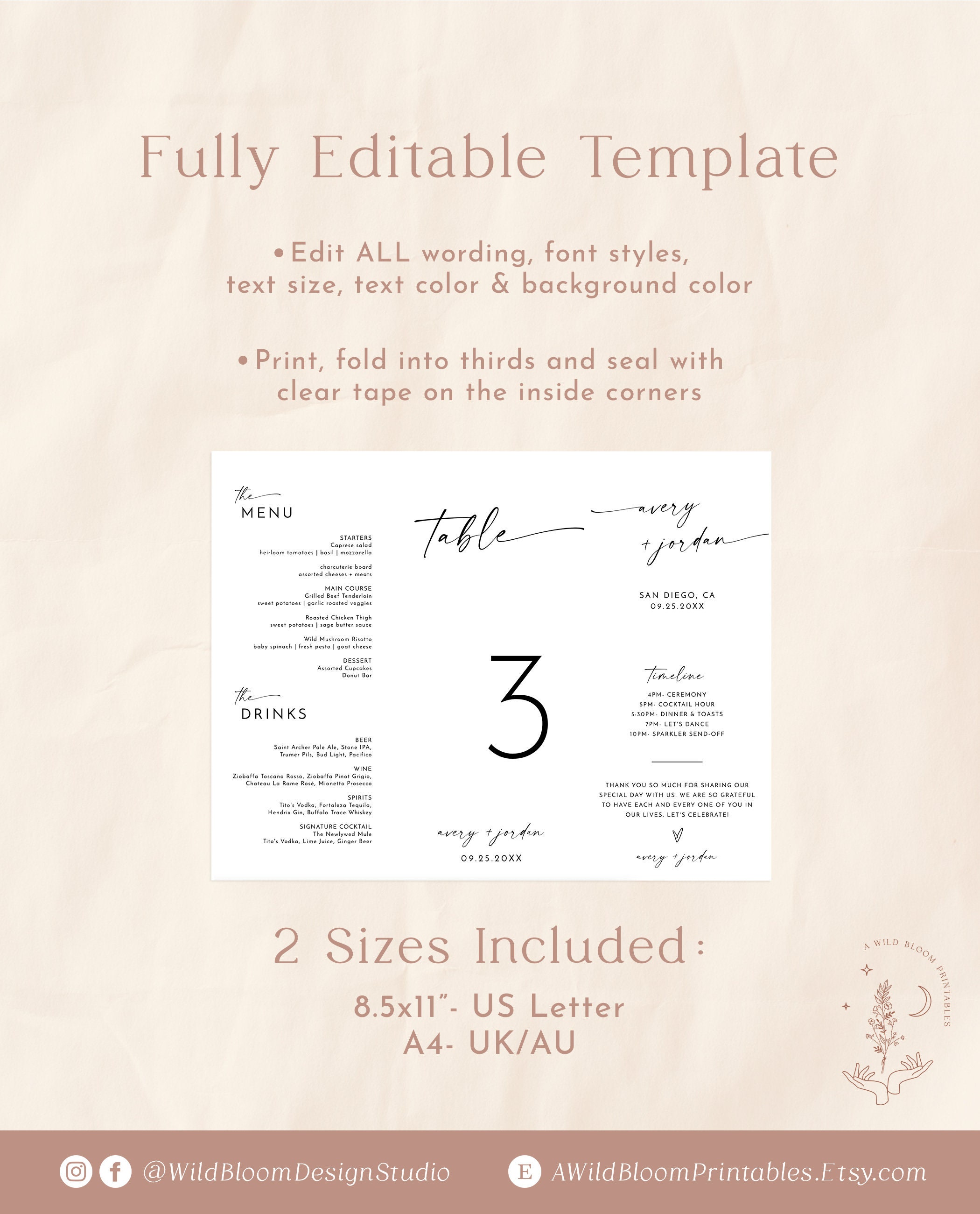 Modern Wedding Trifold Table Numbers Minimalist Wedding - Etsy Canada