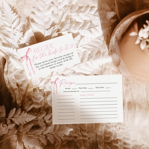 Bow Bridal Shower Invite Pink Bow Bridal Shower Bridal Shower Bundle Recipe Card Pink Ribbon, Minimalist Bridal Shower Invite B4 zdjęcie 3