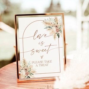 Boho Love is Sweet Please Take A Treat Sign, Beige Wedding Sign, Boho Love is Sweet, Printable Dessert Table Sign, A5