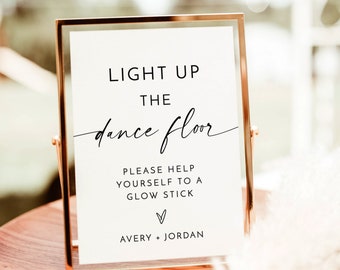 Glow Stick Sign Template | Wedding Glow Sticks Sign | Light Up the Dance Floor | Minimalist Wedding Send Off Sign | Glow Sticks Send Off, M9