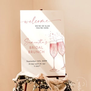 Bridal Shower Welcome Sign Boho Bridal Brunch Welcome Poster Brunch & Bubbly Welcome Sign Boho Shower Welcome Sign Template B2 image 4