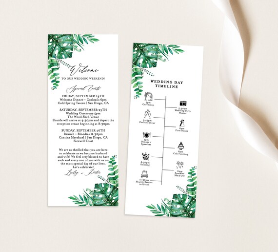 Tropical Foliage Wedding Welcome Letter