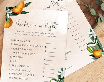 PRINTED + SHIPPED | Price Is Right Baby Shower Game | Citrus Little Cutie O1