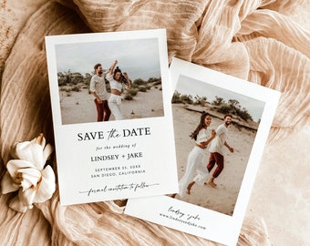 Minimalist Save the Date Template, Photo Save the Date Invite, Simple Save the Date, Boho Save the Date Cards, Editable Template, M9