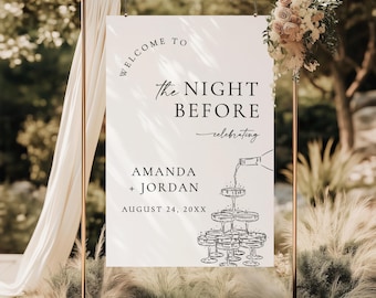 Rehearsal Dinner Welcome Sign Template, Night Before, Modern Minimalist Wedding, Instant Download, Editable Template, M9
