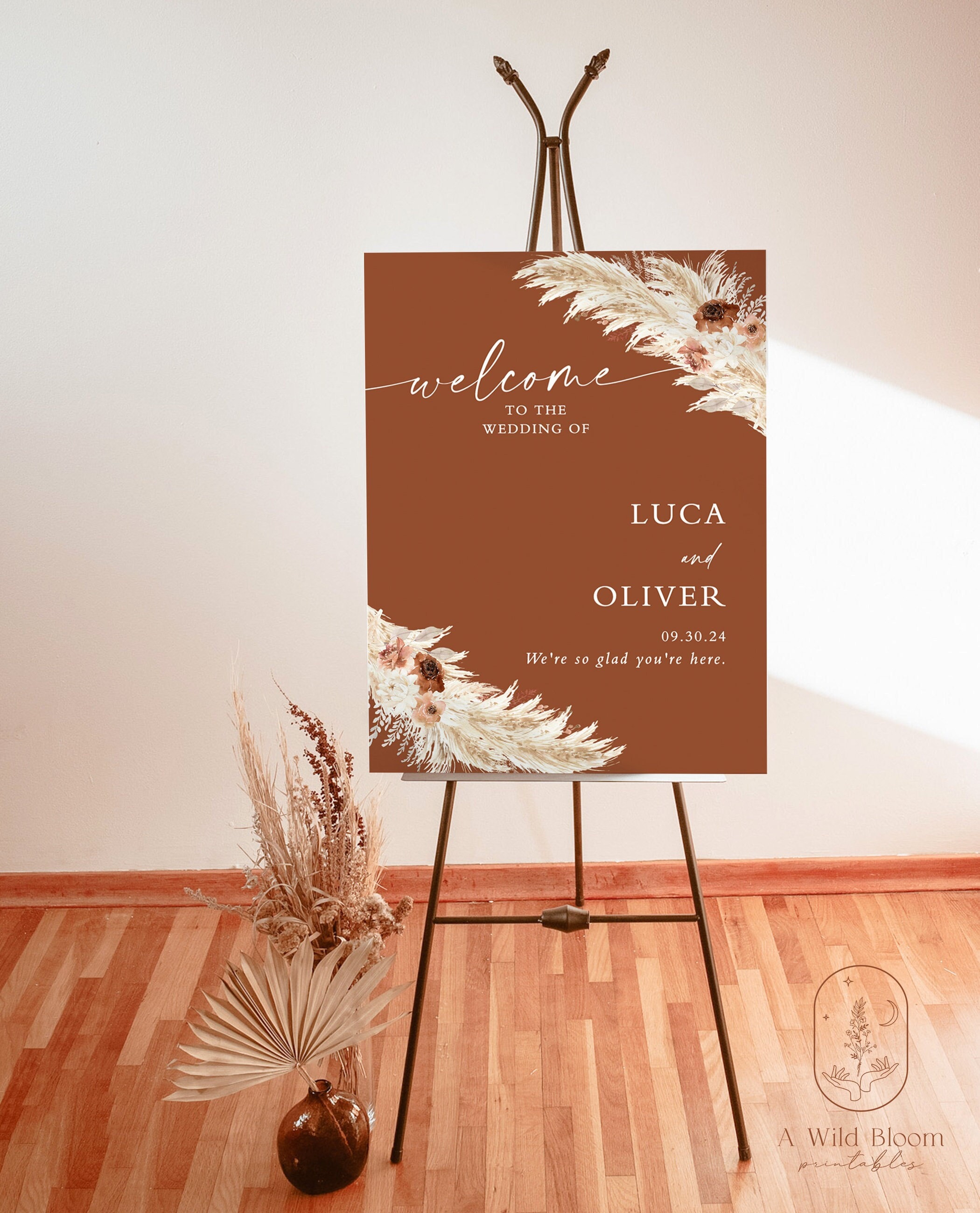 Boho Wedding Welcome Sign Template, Terracotta Wedding Welcome Poster, Wedding Welcome Sign, Desert Wedding Sign, A4