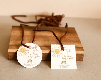 Sunshine Baby Shower Favor Tag, Rainbow Thank You, Editable, Little Ray, Boho, Instant Download, Editable Template, S2
