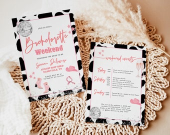 Disco Bachelorette Party Invite, Space Cowgirl Bachelorette Party, Bachelorette Itinerary, Let&#39;s Go Girls, Nashville Bachelorette, D2
