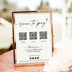 QR Code Sign, Modern Small Business Sign, Minimalist Scan to Pay Sign, CashApp Payment Sign, PayPal Payment Sign, Editable Template M9