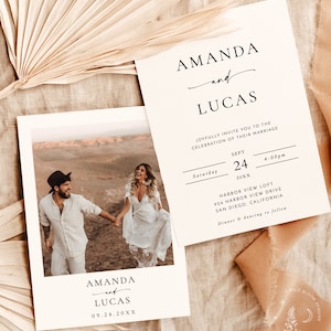 Minimalist Wedding Invitation Template, Editable Minimalist Wedding Invite, Modern Wedding Invite, Photo Wedding Invitation, M9