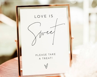 Love is Sweet Please Take A Treat Sign | Minimalist Love is Sweet | Modern Minimalist Wedding Sign | Printable Dessert Table Sign | M7