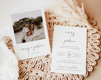 Minimalist Wedding Invitation Template, Editable Minimalist Wedding Invite, Modern Wedding Invite, Photo Wedding Invitation, M4