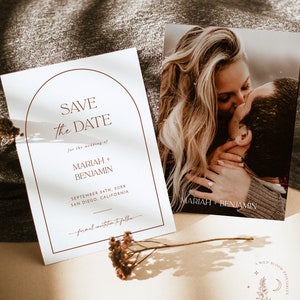 Photo Save the Date Template | Modern Save the Date Template | Minimal Save the Date | Boho Arch Save the Date Card | Editable Template | D1