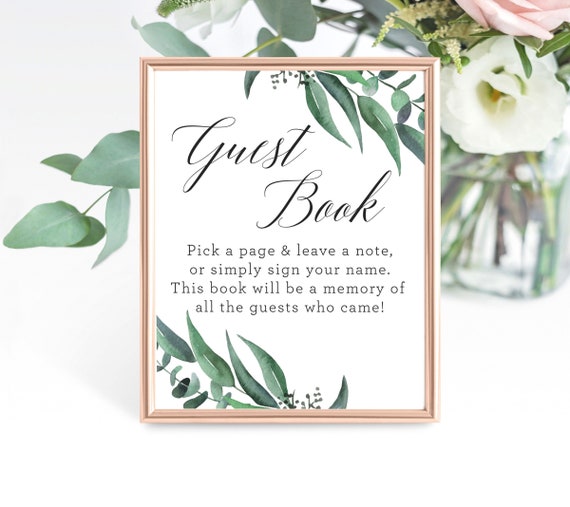 Printable Guest Book Sign Eucalyptus Watercolor Baby Shower | Etsy