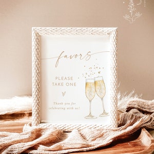 Boho Favors Sign | Bridal Brunch Favors Sign | Brunch and Bubbly Favors Sign | Minimalist Favors Wedding Sign | Editable Template | B2